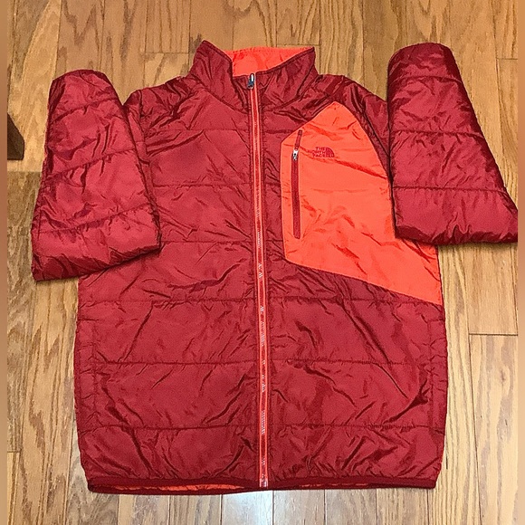Red & Orange Men’s Large THE NORTH FACE Lightweight Puffer Winter Ski Jacket - Picture 4 of 16